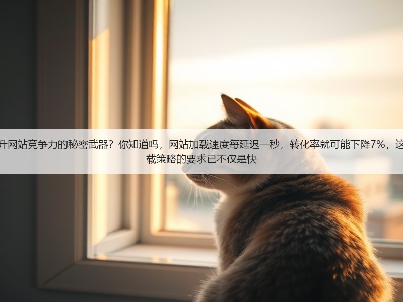 为什么页面速度优化计划成为提升网站竞争力的秘密武器?你知道吗,网站加载速度每延迟一秒,转化率就可能下降7%,这是不争的事实。现在,用户对加载策略的要求已不仅是快(图2) 为什么页面速度优化计划成为提升网站竞争力的秘密武器?你知道吗,网站加载速度每延迟一秒,转化率就可能下降7%,这是不争的事实。现在,用户对加载策略的要求已不仅是快(图2)